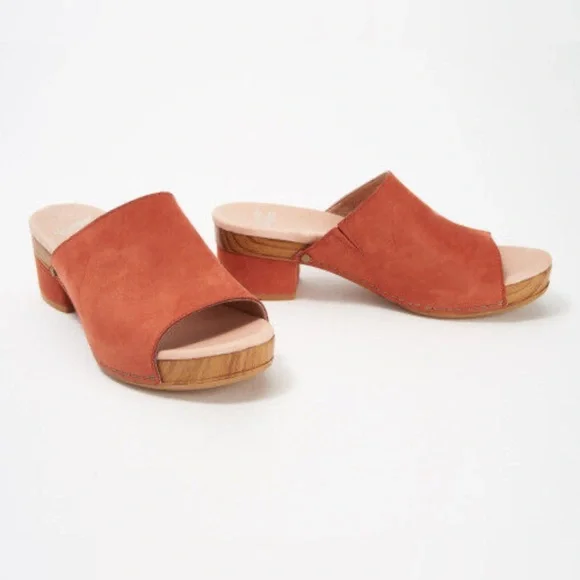 Dansko Sandals Maci Rust Coral Nubuck Leather Slip On Shoes Women - Picture 2 of 12